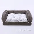 Faux Fur Dog Sofá Rectangular Bolster Bed